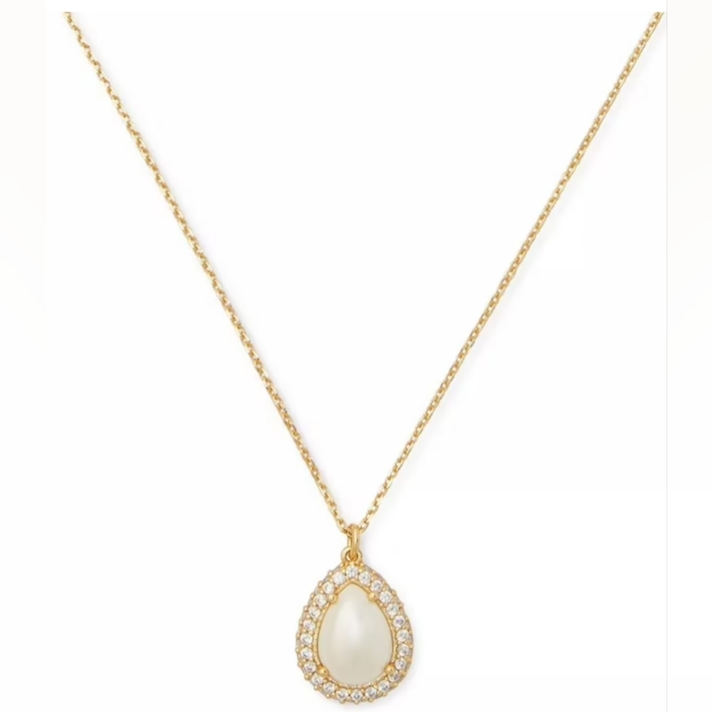 Kate Spade New Yor Pavé Halo Gold Plated Metal Mini Pearl Pendant Necklace